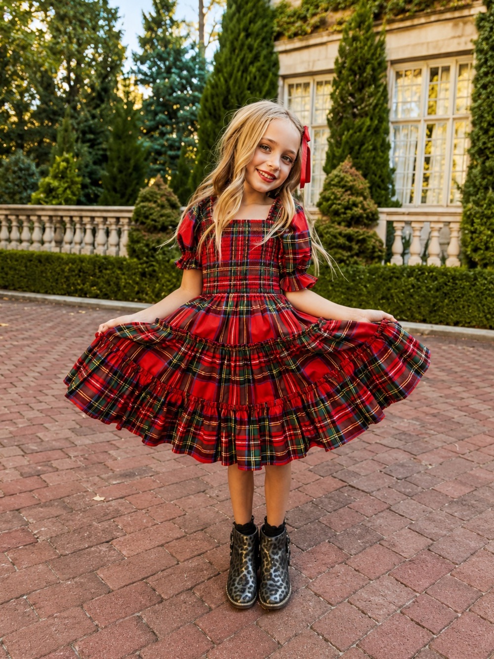 Ivy City Mini Madeline Dress Holiday Plaid 0922 red Christmas cotton girl mini
